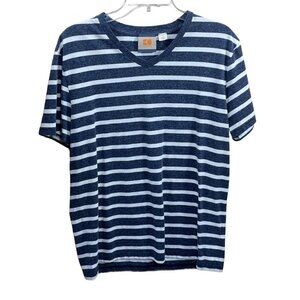 Hugo Boss Orange Men's Short Sleeve T-Shirt Slate Blue Stripe Size L Large